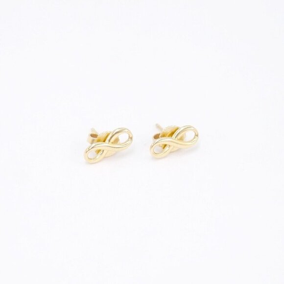 Tiffany & Co. Infinity Mini Stud Earrings 18K Yellow Gold 750 Auth w/Box - Picture 12 of 16
